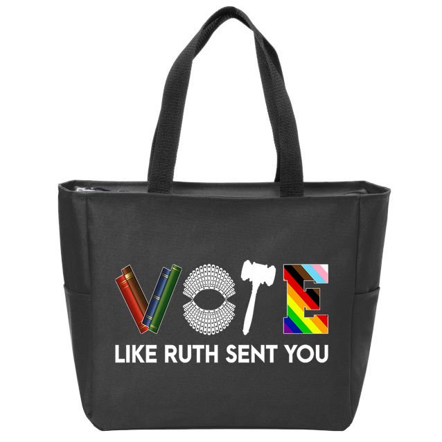 Funny Vote Like Ruth Sent You Gavel Feminists Lgbt Pride Zip Tote Bag
