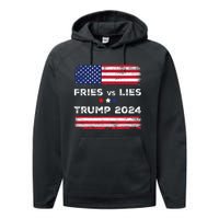 Fries Vs Lies Trump 2024 French Fries Trump Vance 2024 Vintage Design Performance Fleece Hoodie