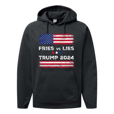 Fries Vs Lies Trump 2024 French Fries Trump Vance 2024 Vintage Design Performance Fleece Hoodie