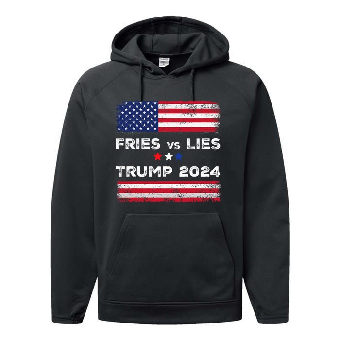 Fries Vs Lies Trump 2024 French Fries Trump Vance 2024 Vintage Design Performance Fleece Hoodie