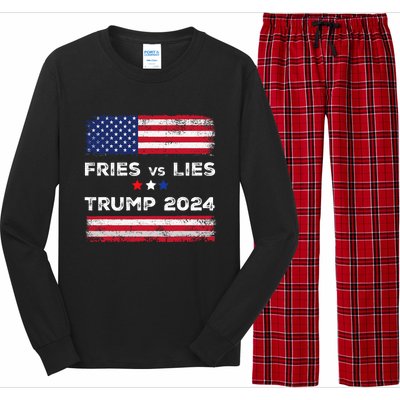 Fries Vs Lies Trump 2024 French Fries Trump Vance 2024 Vintage Design Long Sleeve Pajama Set