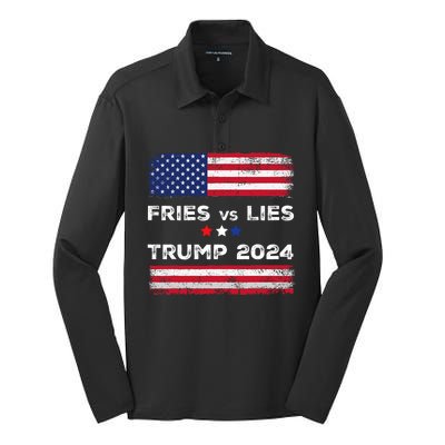 Fries Vs Lies Trump 2024 French Fries Trump Vance 2024 Vintage Design Silk Touch Performance Long Sleeve Polo