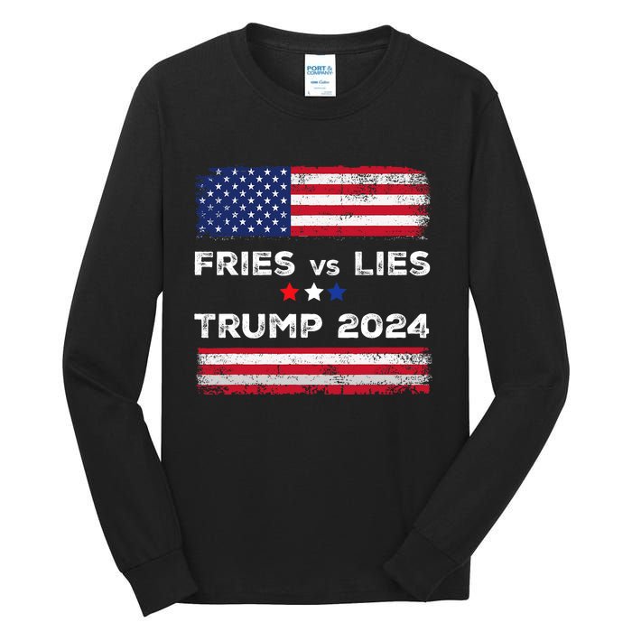 Fries Vs Lies Trump 2024 French Fries Trump Vance 2024 Vintage Design Tall Long Sleeve T-Shirt