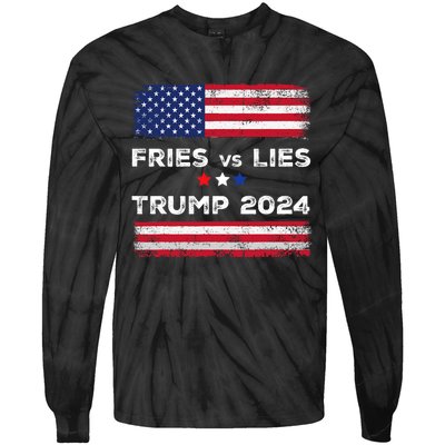 Fries Vs Lies Trump 2024 French Fries Trump Vance 2024 Vintage Design Tie-Dye Long Sleeve Shirt