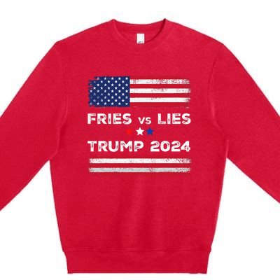 Fries Vs Lies Trump 2024 French Fries Trump Vance 2024 Vintage Design Premium Crewneck Sweatshirt