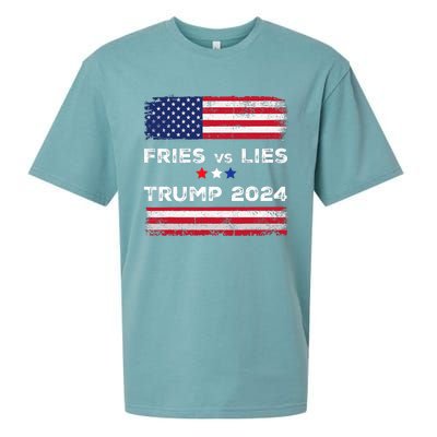 Fries Vs Lies Trump 2024 French Fries Trump Vance 2024 Vintage Design Sueded Cloud Jersey T-Shirt