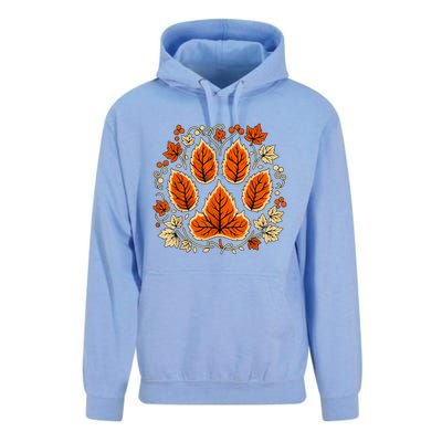 Fall Vine Leaf Dog Paw Print Autumn Maple Leaf Thanksgiving Unisex Surf Hoodie