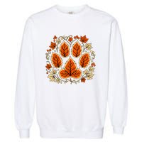 Fall Vine Leaf Dog Paw Print Autumn Maple Leaf Thanksgiving Garment-Dyed Sweatshirt