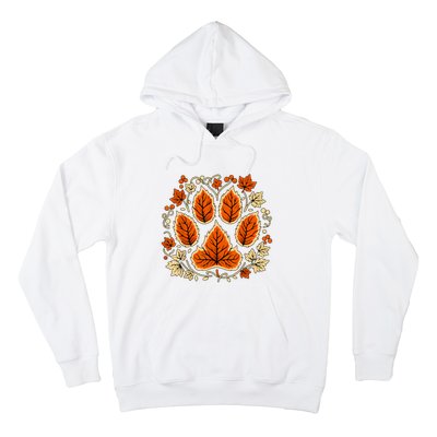 Fall Vine Leaf Dog Paw Print Autumn Maple Leaf Thanksgiving Hoodie