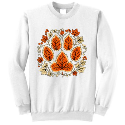 Fall Vine Leaf Dog Paw Print Autumn Maple Leaf Thanksgiving Sweatshirt