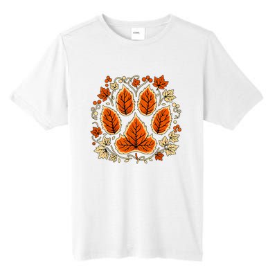 Fall Vine Leaf Dog Paw Print Autumn Maple Leaf Thanksgiving Tall Fusion ChromaSoft Performance T-Shirt