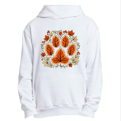 Fall Vine Leaf Dog Paw Print Autumn Maple Leaf Thanksgiving Urban Pullover Hoodie