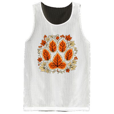 Fall Vine Leaf Dog Paw Print Autumn Maple Leaf Thanksgiving Mesh Reversible Basketball Jersey Tank