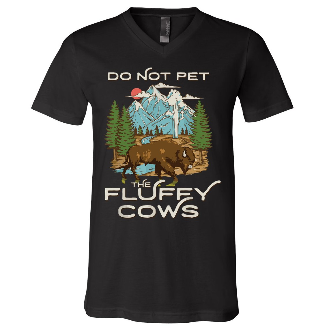 Funny Vintage Look Yellowstone National Park Bison Lover V-Neck T-Shirt