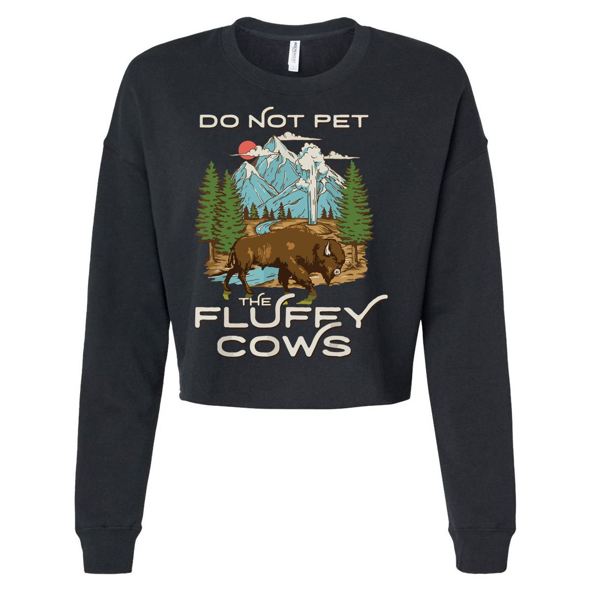 Funny Vintage Look Yellowstone National Park Bison Lover Cropped Pullover Crew
