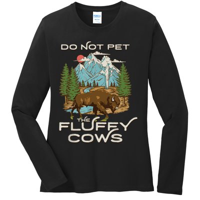 Funny Vintage Look Yellowstone National Park Bison Lover Ladies Long Sleeve Shirt