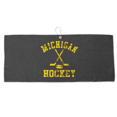 Funny Vintage Michigan Hockey Large Microfiber Waffle Golf Towel