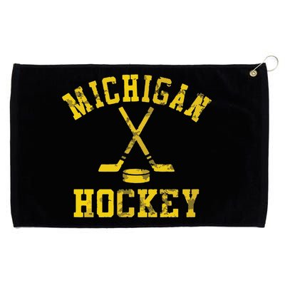 Funny Vintage Michigan Hockey Grommeted Golf Towel