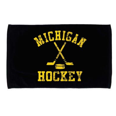 Funny Vintage Michigan Hockey Microfiber Hand Towel