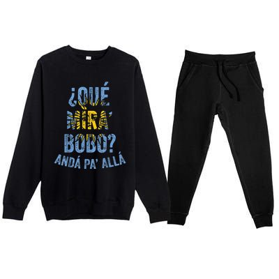 Funny Viral Meme Qué Miras Bobo, Qué Mira Bobo Premium Crewneck Sweatsuit Set