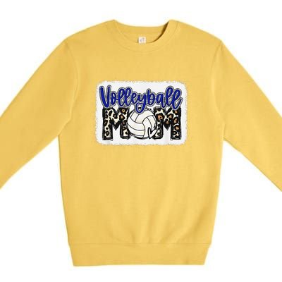 funny Volleyball Mom Blue Leopard Volleyball Coach Team Premium Crewneck Sweatshirt