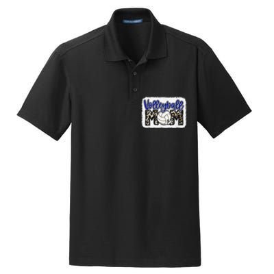 funny Volleyball Mom Blue Leopard Volleyball Coach Team Dry Zone Grid Polo