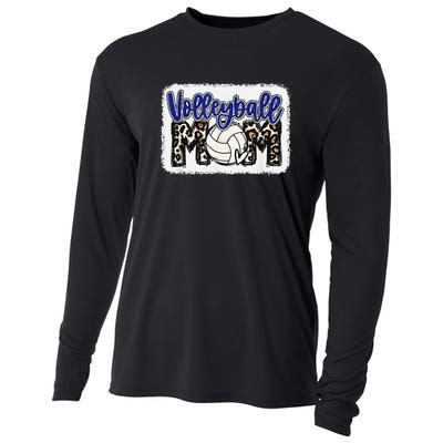 funny Volleyball Mom Blue Leopard Volleyball Coach Team Cooling Performance Long Sleeve Crew