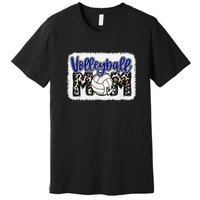 funny Volleyball Mom Blue Leopard Volleyball Coach Team Premium T-Shirt