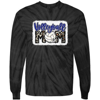 funny Volleyball Mom Blue Leopard Volleyball Coach Team Tie-Dye Long Sleeve Shirt