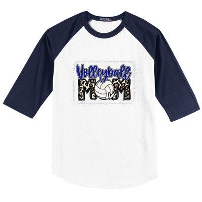 funny Volleyball Mom Blue Leopard Volleyball Coach Team Baseball Sleeve Shirt