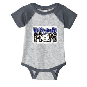 funny Volleyball Mom Blue Leopard Volleyball Coach Team Infant Baby Jersey Bodysuit