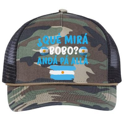 funny viral meme Argentina Qué Mira Bobo Qué Miras Bobo Retro Rope Trucker Hat Cap