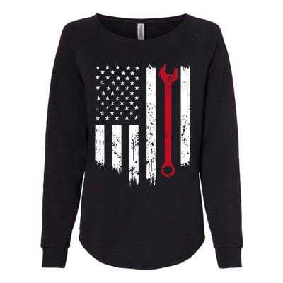 Funny Vintage Mechanic Distressed American Flag Gift Womens California Wash Sweatshirt