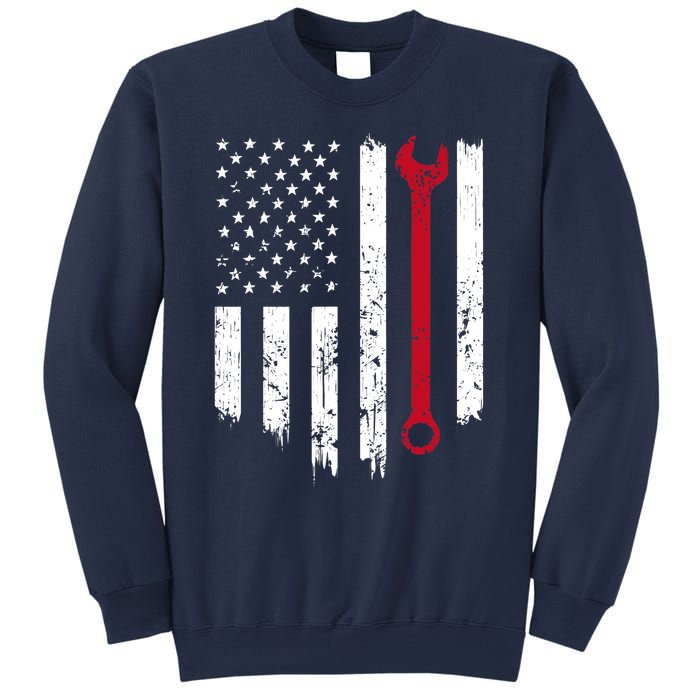 Funny Vintage Mechanic Distressed American Flag Gift Sweatshirt