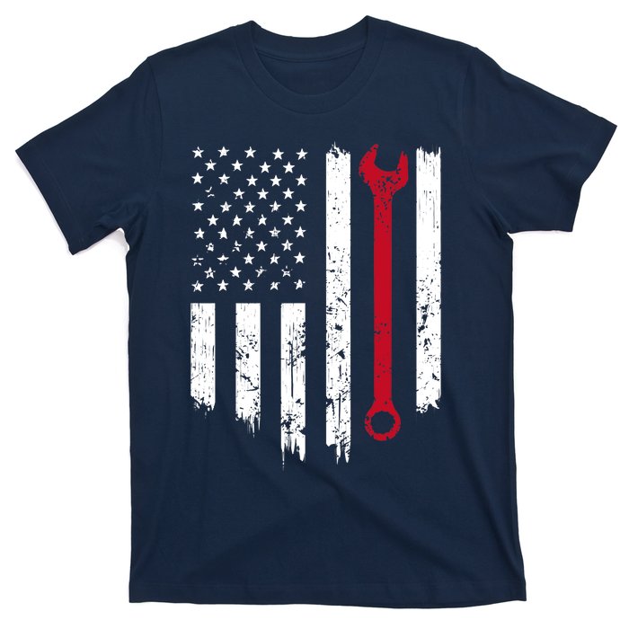 Funny Vintage Mechanic Distressed American Flag Gift T-Shirt