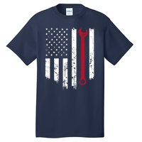 Funny Vintage Mechanic Distressed American Flag Gift Tall T-Shirt