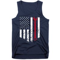 Funny Vintage Mechanic Distressed American Flag Gift Tank Top