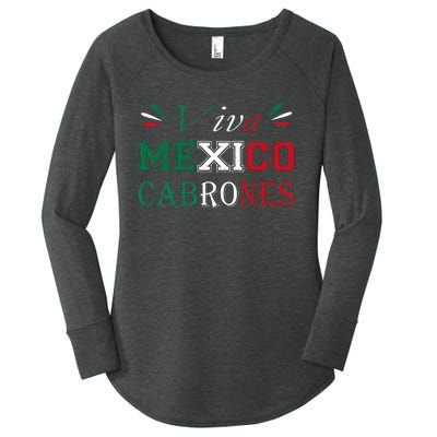 Funny Viva Mexico Cabrones Mexico Independence Flag Pride Women's Perfect Tri Tunic Long Sleeve Shirt