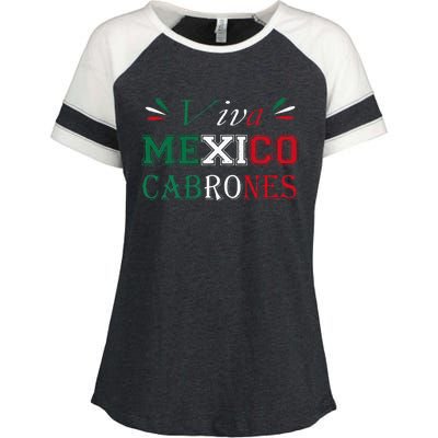 Funny Viva Mexico Cabrones Mexico Independence Flag Pride Enza Ladies Jersey Colorblock Tee