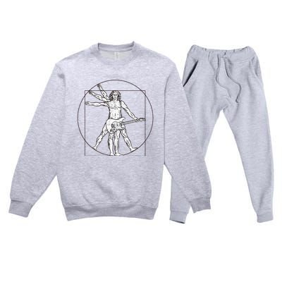 Funny Vitruvian Man Guitar Music Player Premium Crewneck Sweatsuit Set