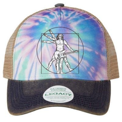 Funny Vitruvian Man Guitar Music Player Legacy Tie Dye Trucker Hat