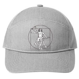 Funny Vitruvian Man Guitar Music Player 7-Panel Snapback Hat