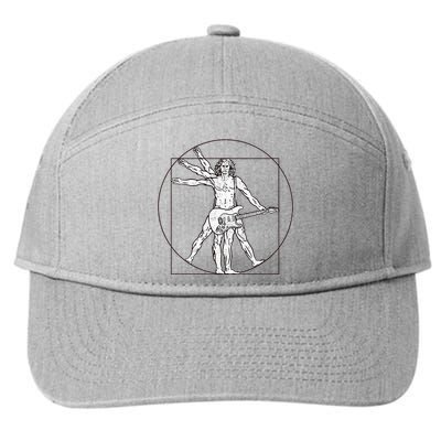 Funny Vitruvian Man Guitar Music Player 7-Panel Snapback Hat