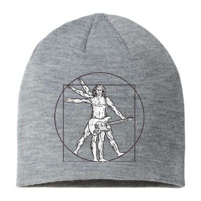 Funny Vitruvian Man Guitar Music Player Sustainable Beanie