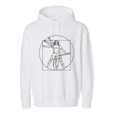 Funny Vitruvian Man Guitar Music Player Garment-Dyed Fleece Hoodie