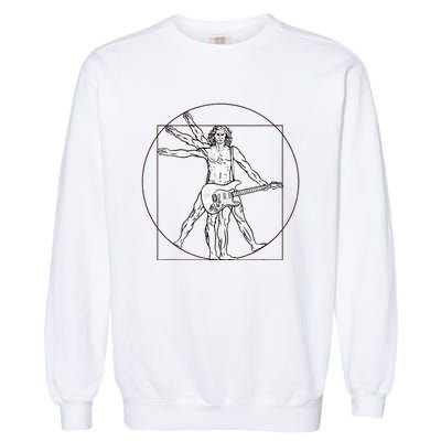 Funny Vitruvian Man Guitar Music Player Garment-Dyed Sweatshirt