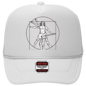 Funny Vitruvian Man Guitar Music Player High Crown Mesh Back Trucker Hat