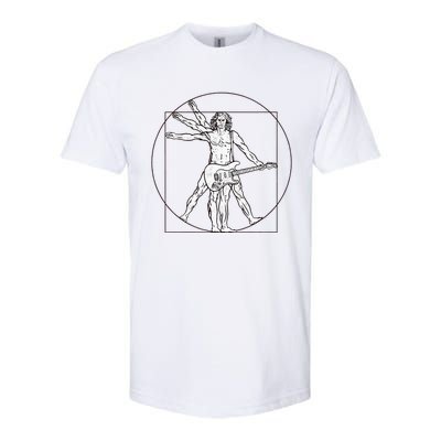 Funny Vitruvian Man Guitar Music Player Softstyle CVC T-Shirt