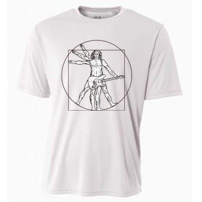 Funny Vitruvian Man Guitar Music Player Cooling Performance Crew T-Shirt