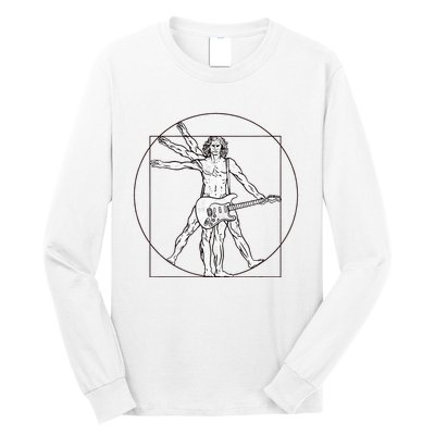 Funny Vitruvian Man Guitar Music Player Long Sleeve Shirt